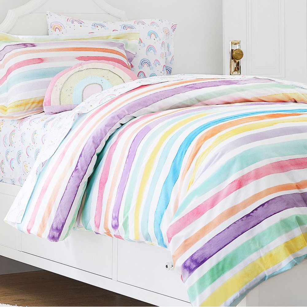 Pottery Barn Kids Kayla Rainbow Striped Duvet Cover Full/Queen